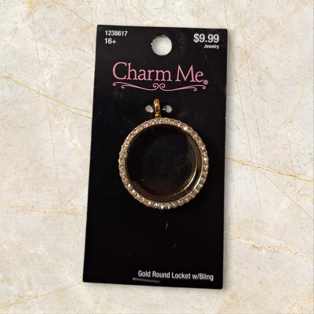 Charm ME Gold Round Locket with Bling - Picture 3 of 4